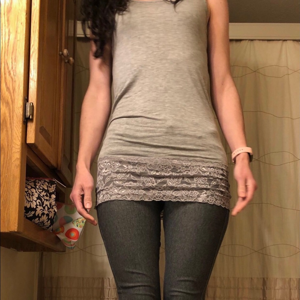 Soft lace gray tank top